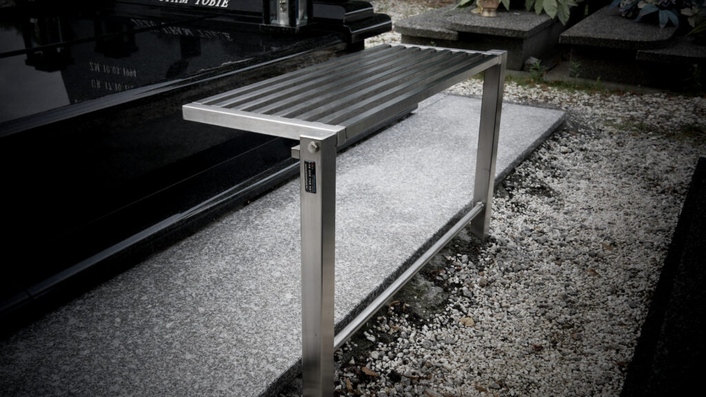 ławka składana cmentarna na cmentarz stal kwasoodporna ławeczka nagrobek