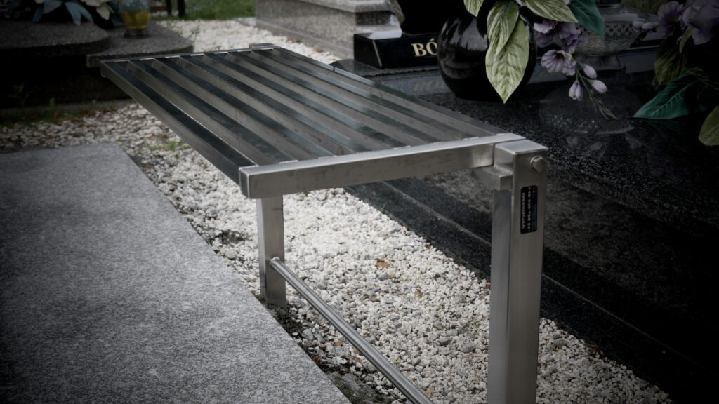 ławka składana cmentarna na cmentarz stal kwasoodporna ławeczka nagrobek