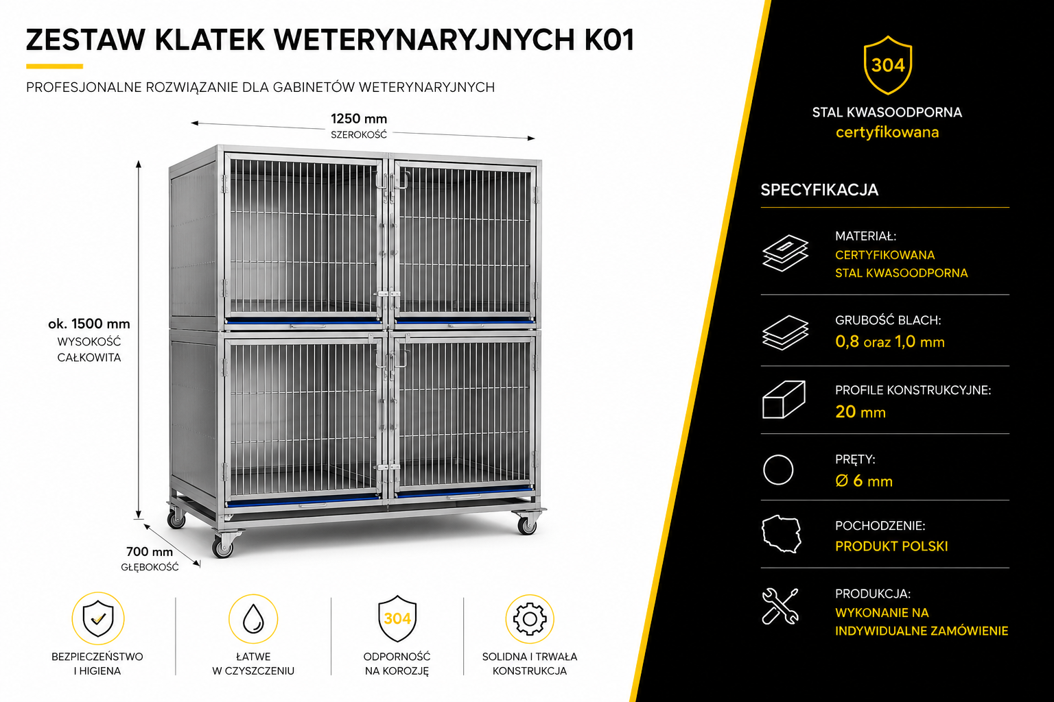 Klatki weterynaryjne K01 - zestaw