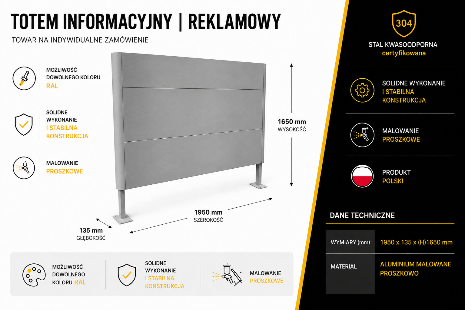Totem reklamowy - wymiary