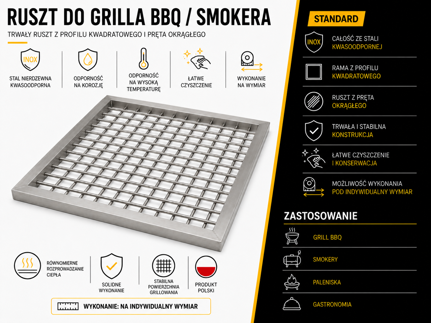Ruszt do grilla G2 - wymiary