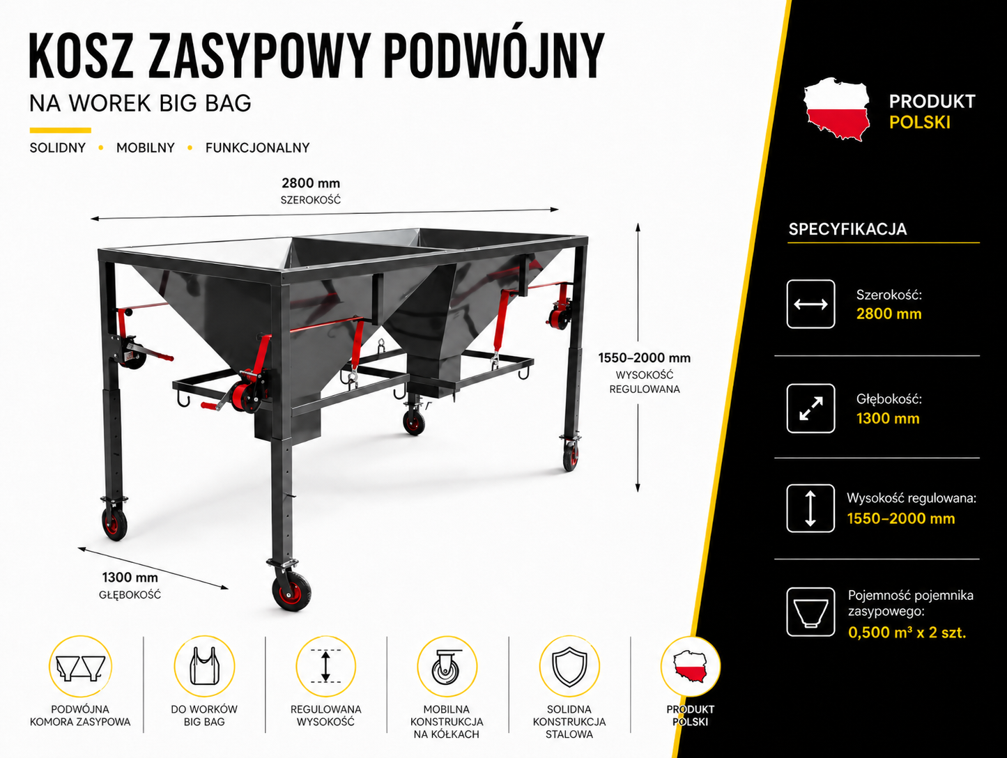 kosz zasyp podwojny wymiary